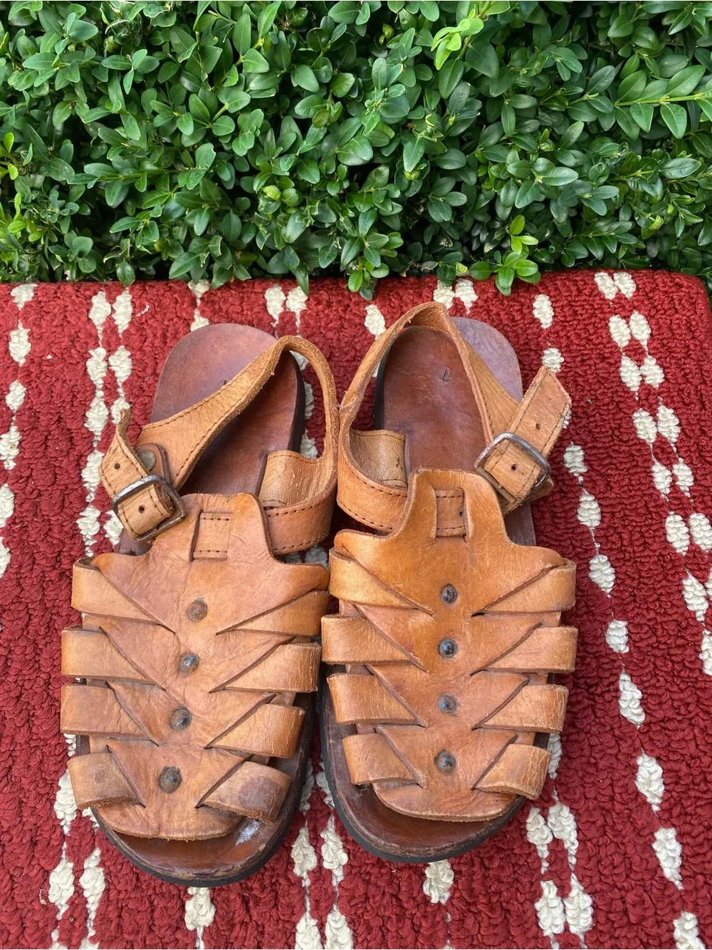 Real Genuine Men’s Brown Leather Fisherman Sandals Size 7